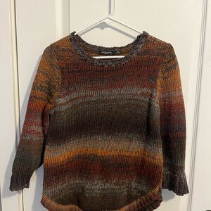 Notations Orange and Purple Crew Neck Sweater